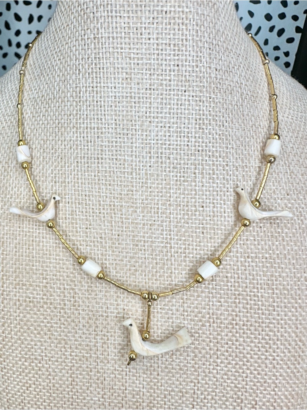 Vintage Fetish Bird Liquid Gold Tone Screw Closure 16” Necklace